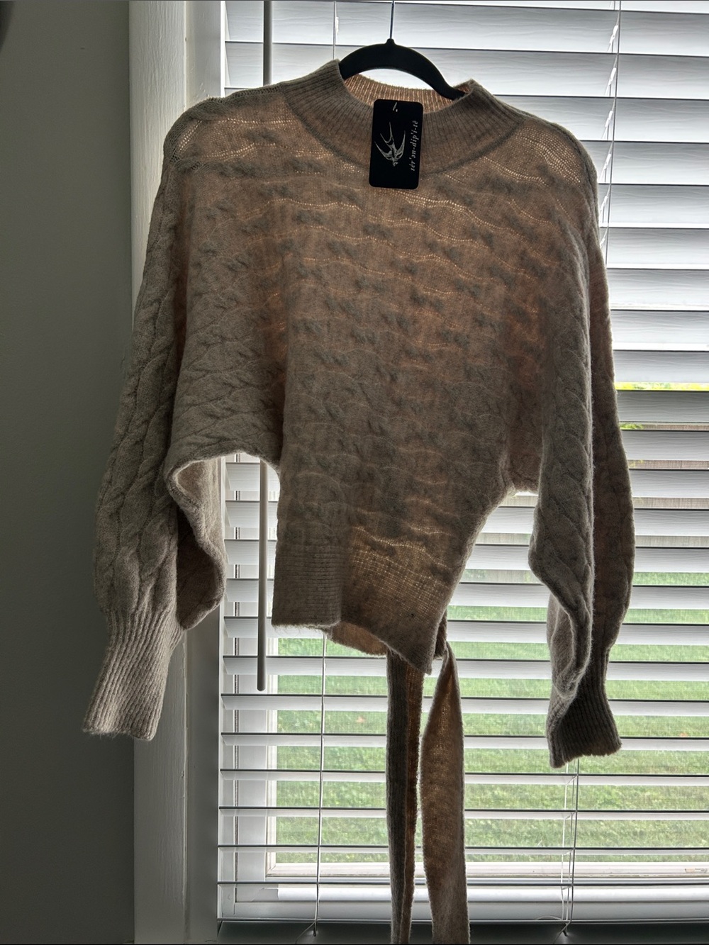 Cozy Cable-Knit Tie-Waist Sweater - Cream